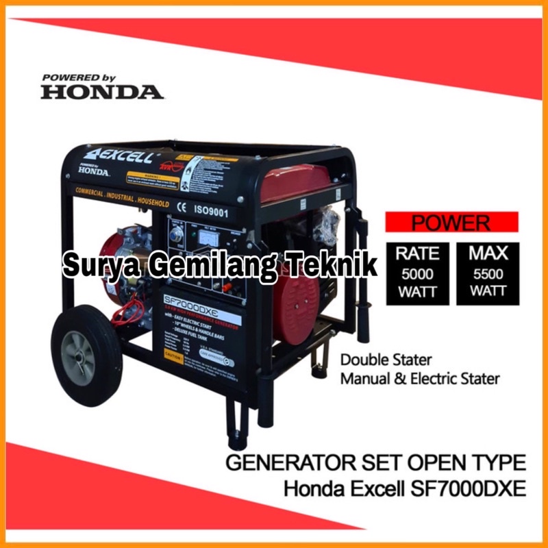 Genset Honda 5000 Watt Honda Excell SF7000DXS Mesin Genset Bensin Honda 5000Watt