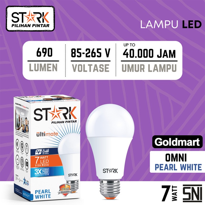 Bohlam Lampu LED 7 Watt STARK E27 Putih Pearl White