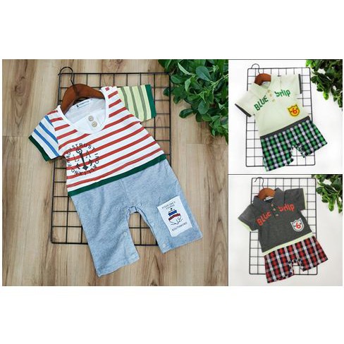 [Brandedbaby] 9M-24M ROMPER BAYI MOTIF KOTAK HIJAU/MERAH