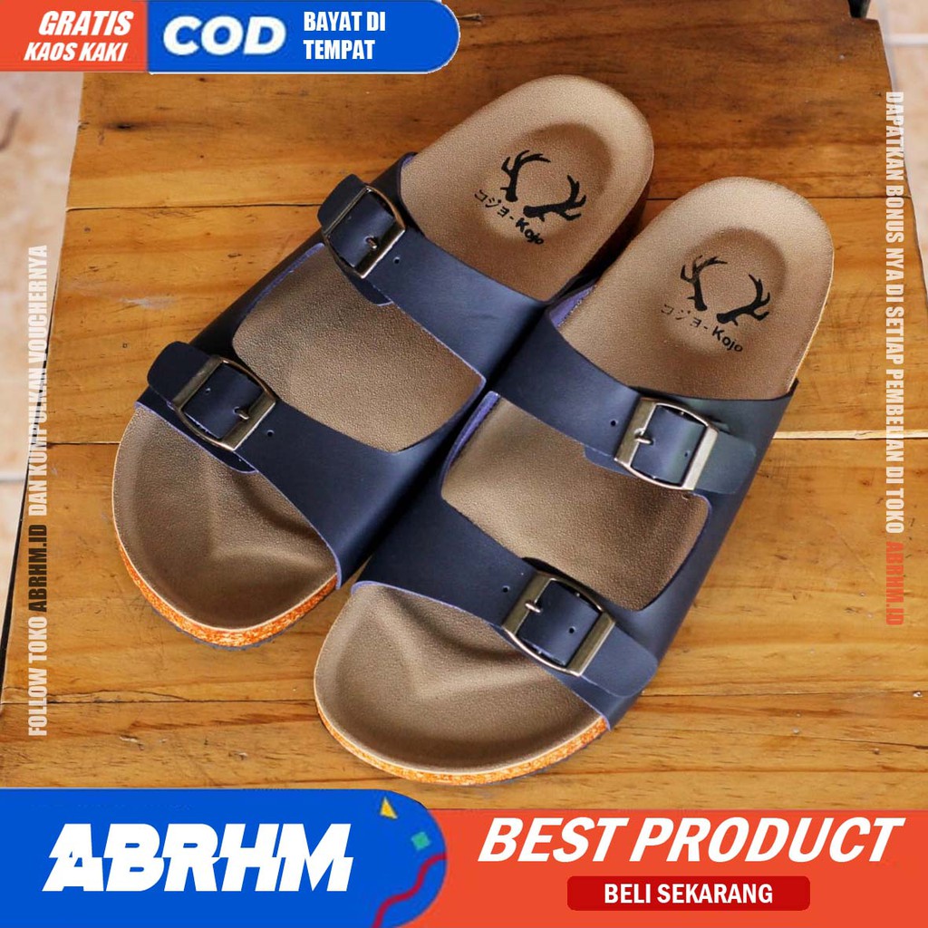 ABRHM x HIRO Sandal Slide Pria Sandal Slop Pria Kulit Pu Sendal Selop Cowok / Cowo Keren Kekinian