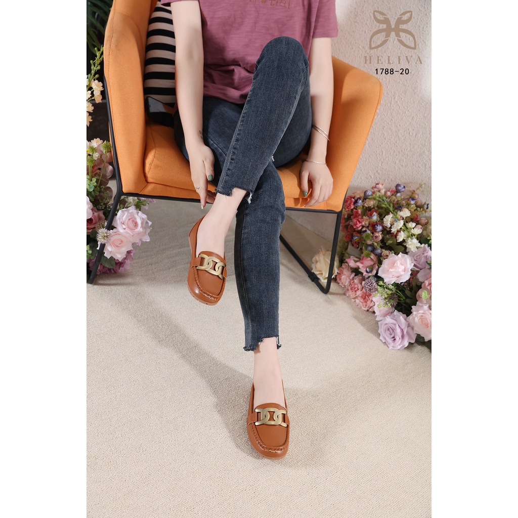 HELIVA OLIVIA Slip On Loafers Shoes Chain Bahan Kulit 1788-20 Original Brand