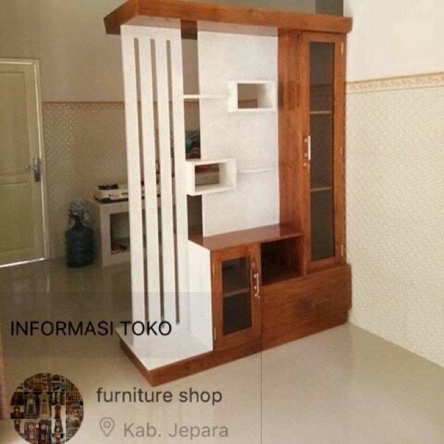 Lemari partisi dua muka kayu jati