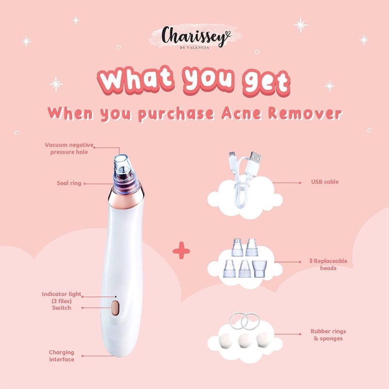 Acne Remover Charissey / mesin penghilang komedo wajah pipi dagu hidung