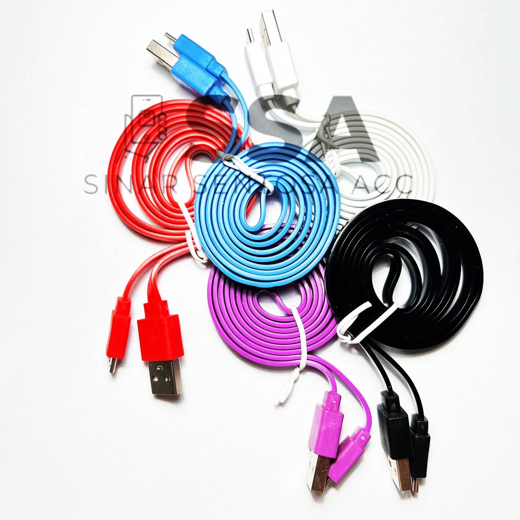 Kabel Data Micro USB V8 Gepeng Warna Warni Original Ori Charger Charging Bergaransi Awet ORI Charge Cas Mikro Android Xiaomi Oppo Asus Zenfone Samsung Vivo Lenovo SPC Andromax Smartfren