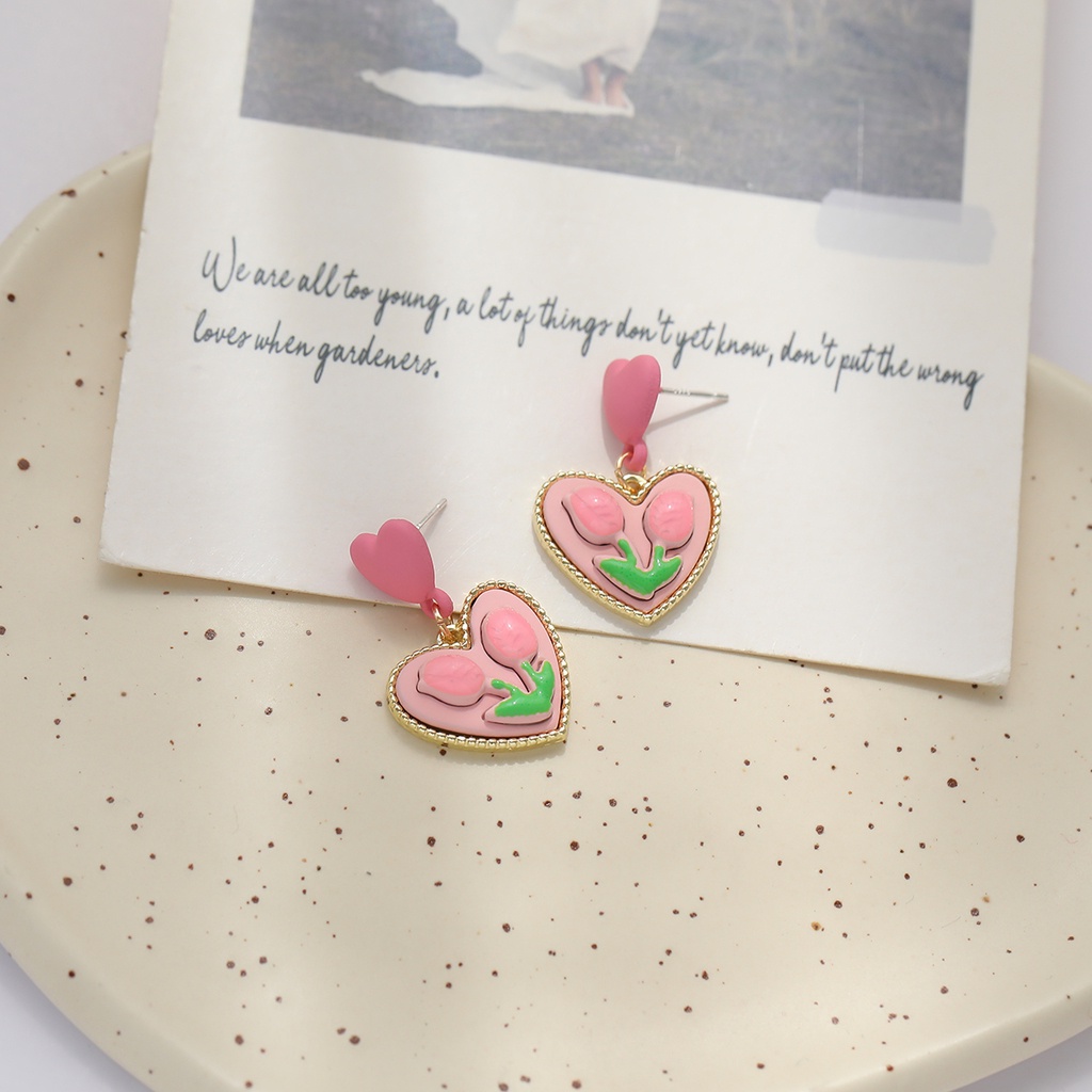 Anting Tusuk Motif Bunga Tulip Simple Trendy Untuk Wanita