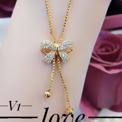 Liontin kalung emas 24k xuping model pita berlian