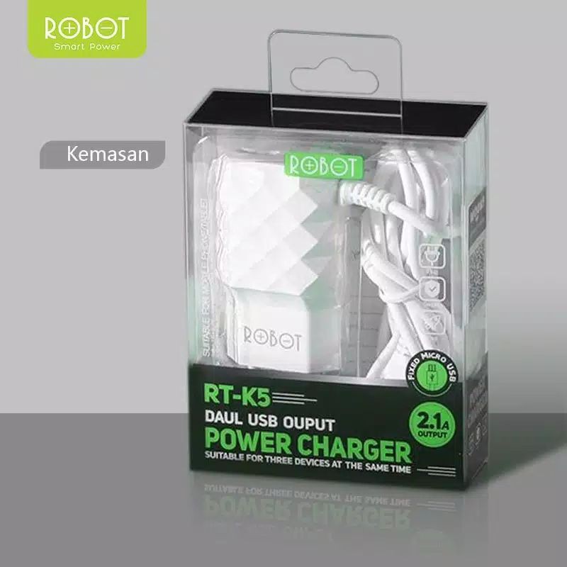 TRAVEL CHARGER ROBOT RT-K5 2USB 2.1A CASAN ROBOT RT-K5 ORIGINAL