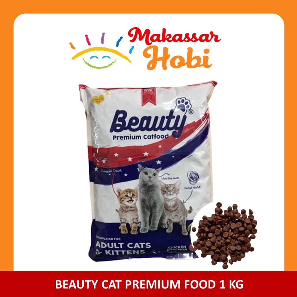 Makanan Kucing Beauty Cat Premium Food Repack 1kg 1 Kg Adult &amp; Kitten