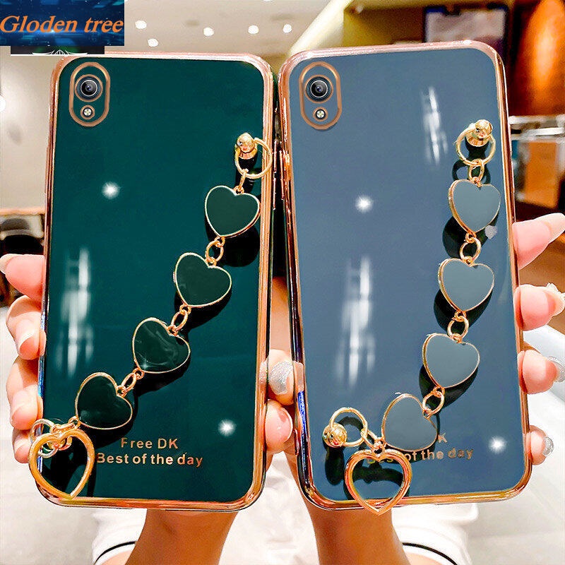 Case Pelindung Kamera Anti Jatuh Motif Pohon Emas Dengan Gelang Hati Untuk Vivo Y91C Y1S