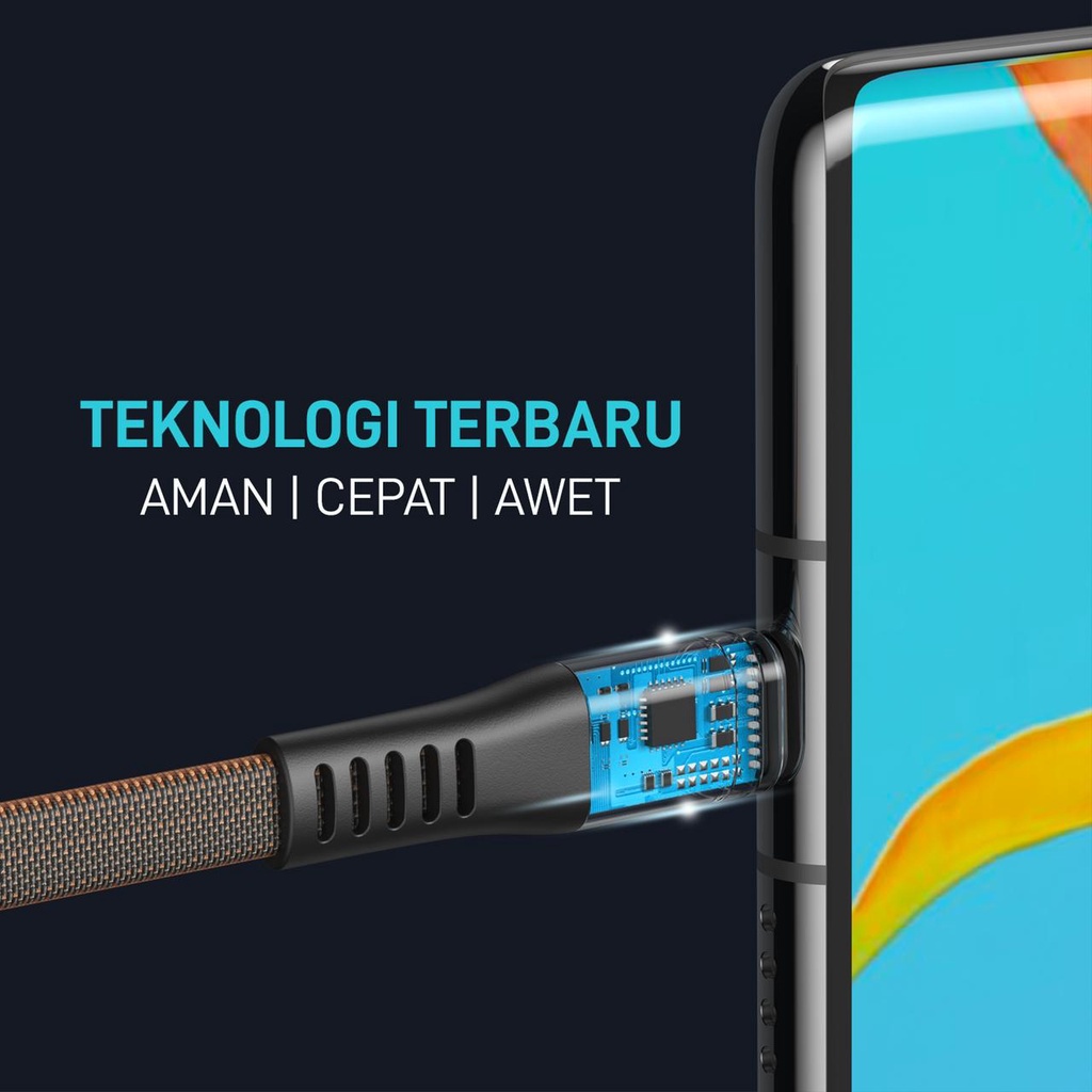 Kabel Data Cable VEGER VM20 Micro USB / Type C / Lightning 23cm Fast Charging Up To 40W