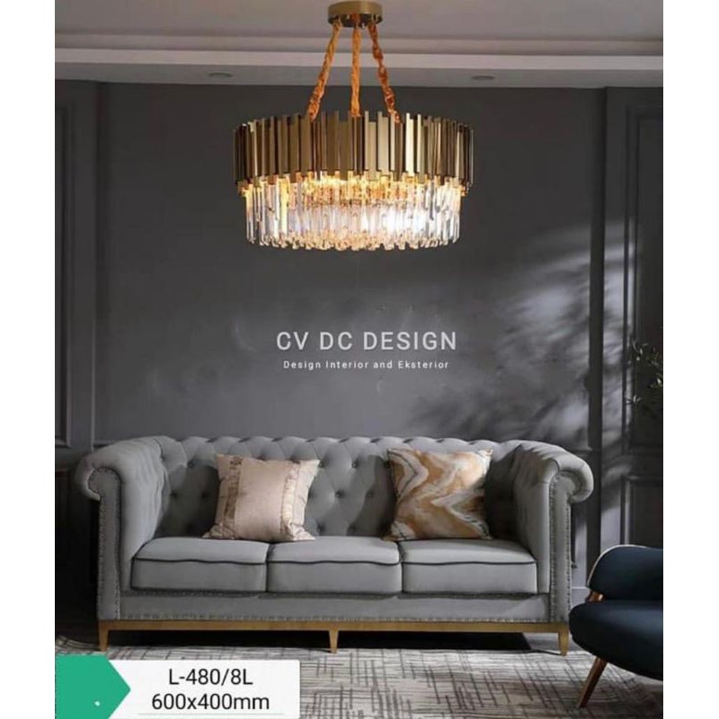 lampu gantung kristal gold mewah