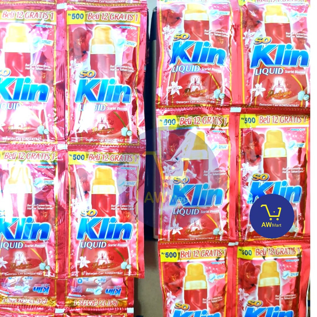 [PER DUS/10 RTG] 22ml Deterjen Cair Soklin Liquid RENCENG KARTON SACHET RENTENGAN 22ml  PER KARTON (DARI PABRIK LANGSUNG) - 12 pcs - Rp 500