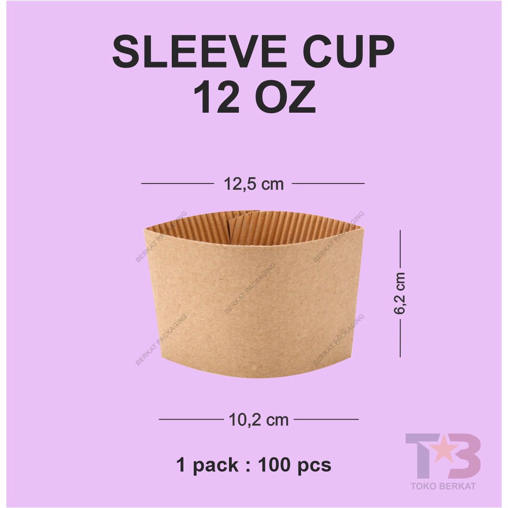 Sleeve Paper Cup 12oz ISI 100bj / Holder Cup Kopi 1oz isi 100bj / Kertas Pegangan Cup Hot 12oz / Sab