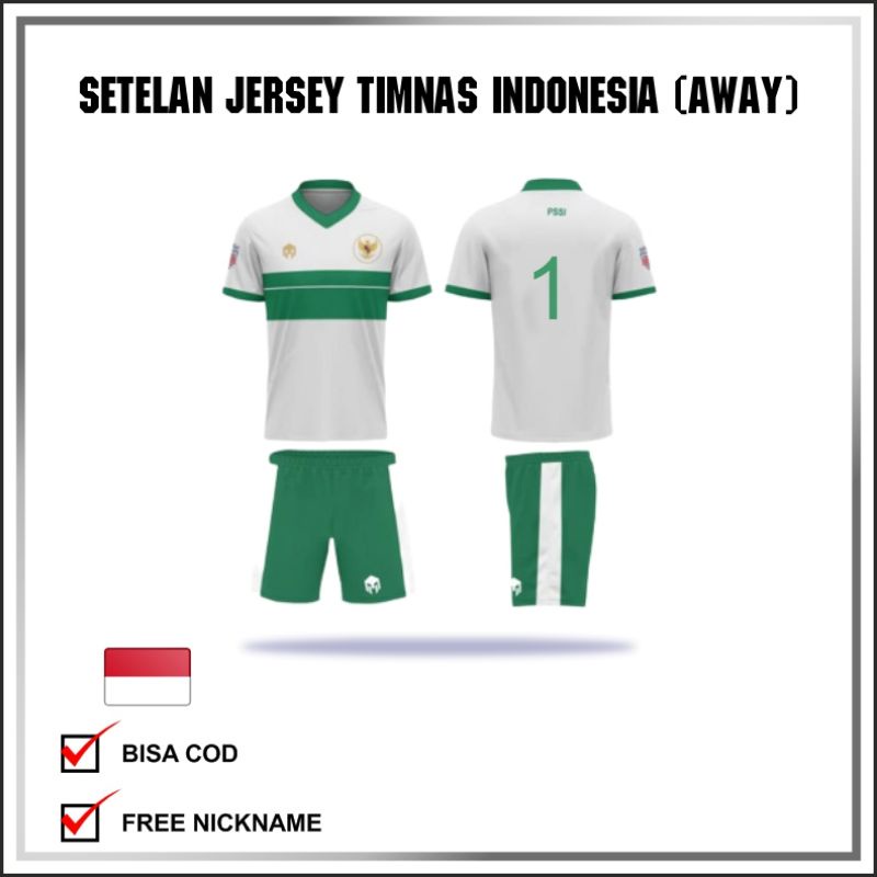 Setelan baju jersey timnas indonesia away 2021-2022 gratis pasang nama & no punggung