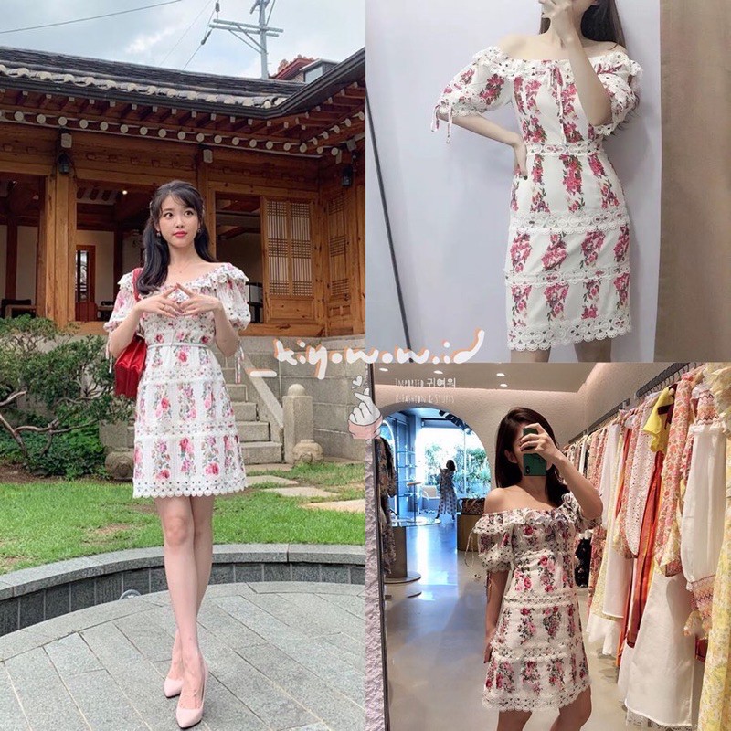 READY STOCK — Dress IU Hotel del Luna (Rose Pattern Dress)
