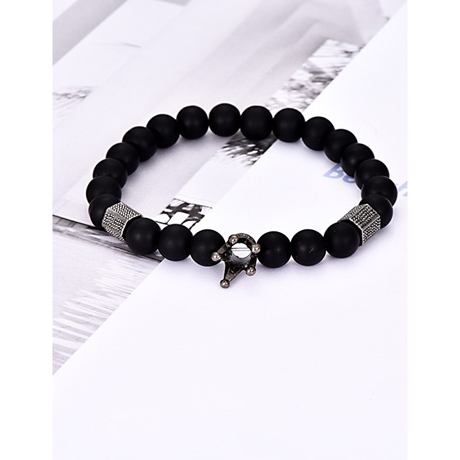 LRC Gelang Tangan Fashion Black Natural Stone Alloy Bracelet F46835