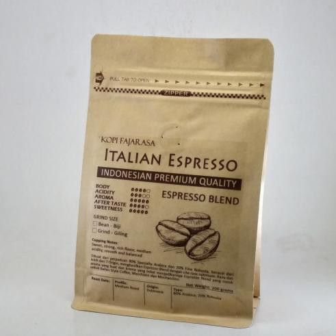 

Kopi- Kopi Fajarasa Italian Espresso Biji Kopi Espresso Blend 200 gram -Biji-Kopi.