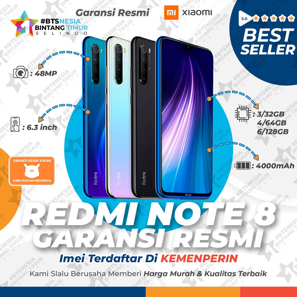 XIAOMI REDMI NOTE 8 4/64 GB - 6/128 GB GARANSI RESMI