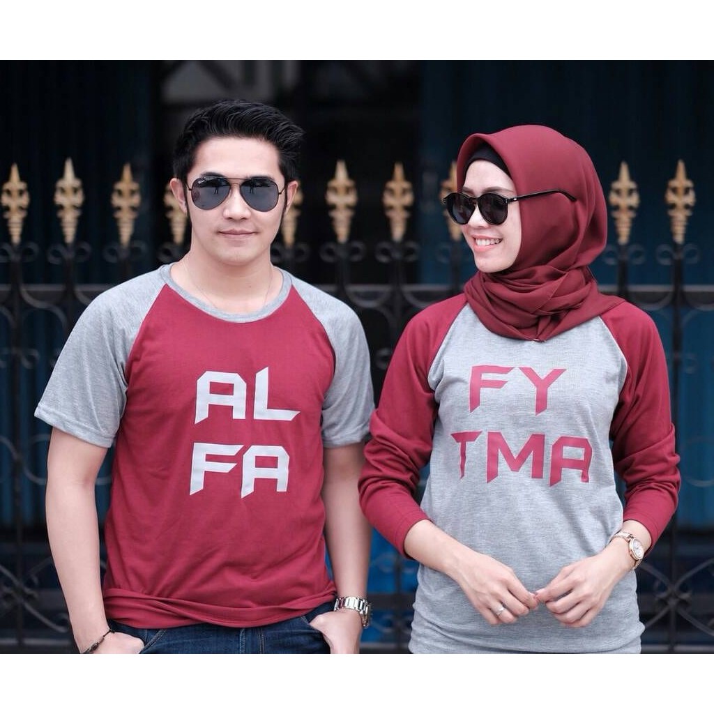 Kaos Raglan Couple Custom Nama Pasangan / keluarga / family