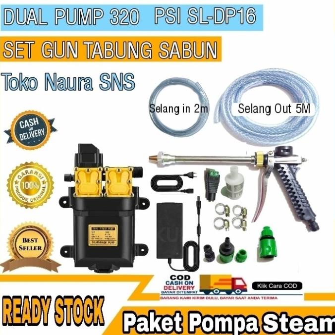 [GT] SET STEAM MESIN POMPA AIR DC 12VOLT 320 PSI ADAPTOR 10 AMPER - 250PSI 10A