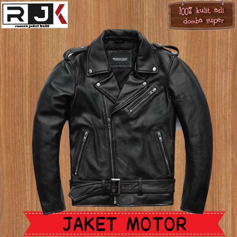 JAKET KULIT MOTOR PRIA RACING MODEL RAMONES ORIGINAL