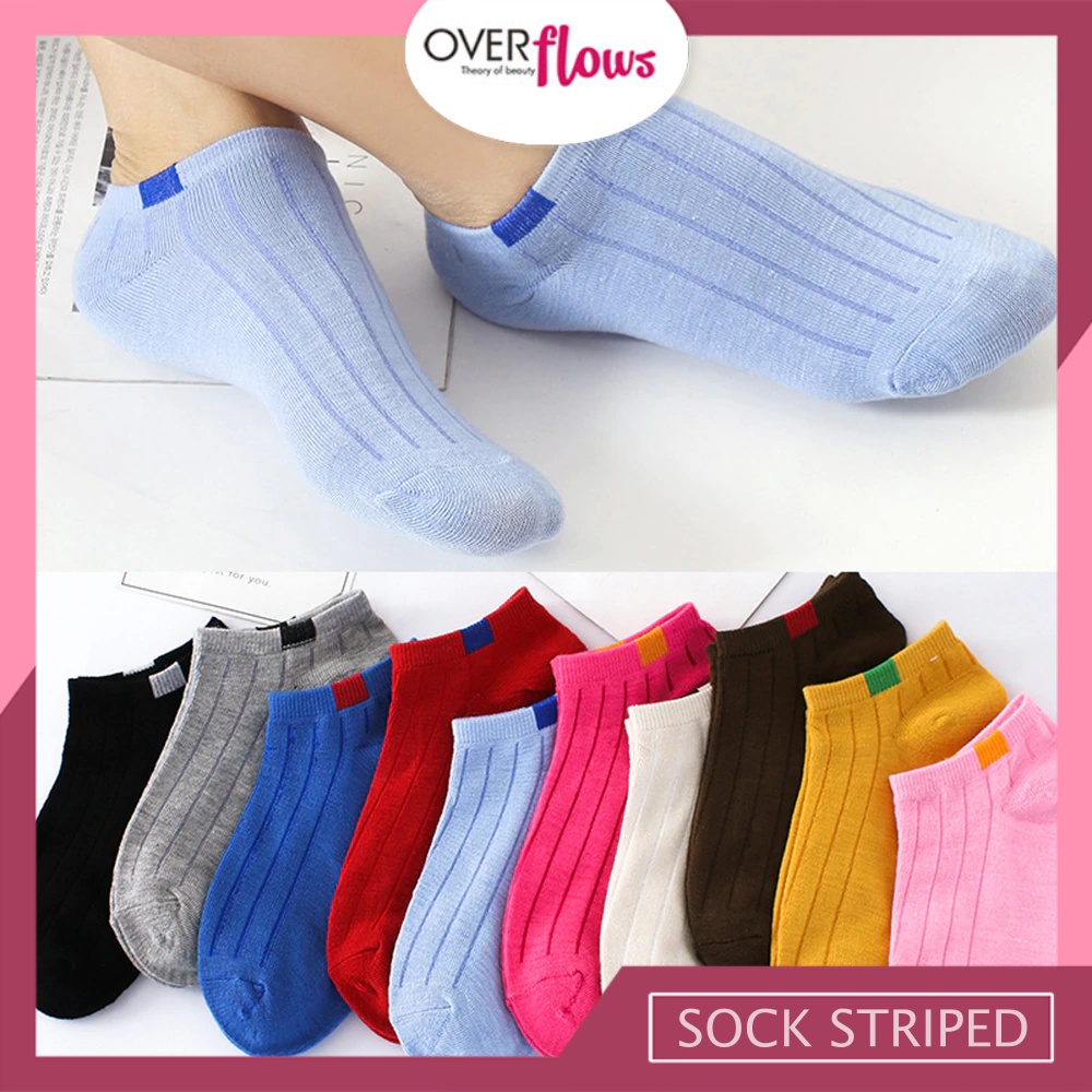 OVERFLOWS.ID KAOS KAKI PREMIUM MATA KAKI ANKLE SOCK REMAJA PENDEK STRIP ALA KOREA TERBARU KEKINIAN