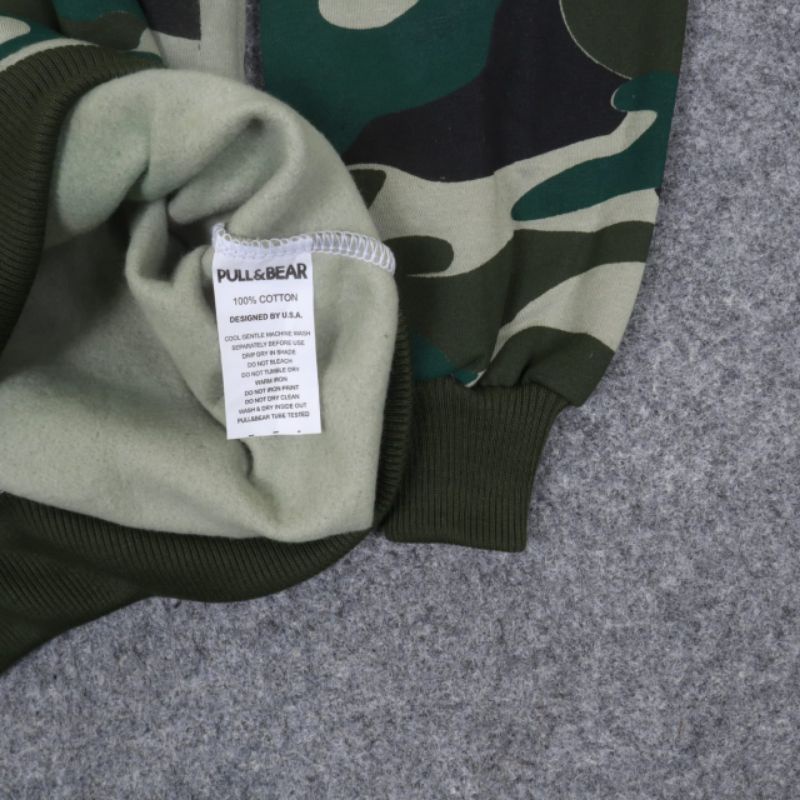 NEW!!!SWEATER HOODIE PULL&amp;BEAR CAMO OLIVE BORDIR FULLTAG &amp; LEBEL