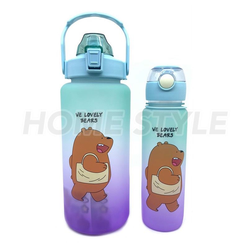 BOTOL MINUM 2 LITER DAN 800ML - BOTOL MINUM PAKET 2in1 GRADIASI BEAR - BOTOL MINUM ANAK FREE STICKER 2D &amp; 3D 0129