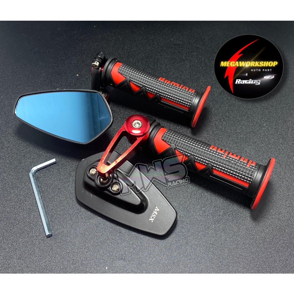 Spion Jalu Oval Plus Handgrip Domino Shark [Universal] Nmax,Aerox,Pcx,Vario,Beat,Mio Dll-1