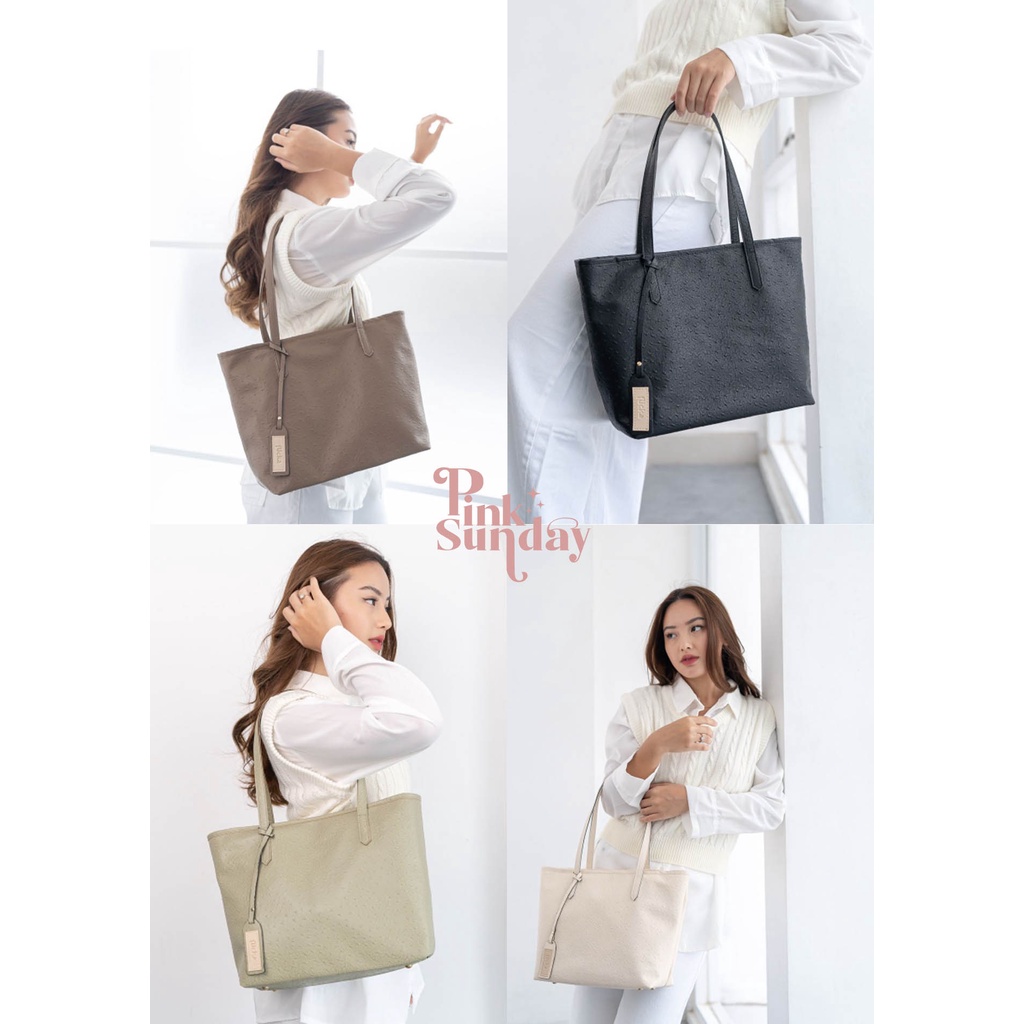 FLICKA TOTE BAG W 27 BLACK, IVORY, SAGE, TAUPE TAS BAHU SHOULDER BAG