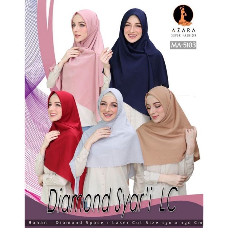 Diamond Azara Hijab Syar'i 130x130 Segi Empat Jumbo Laser Cut