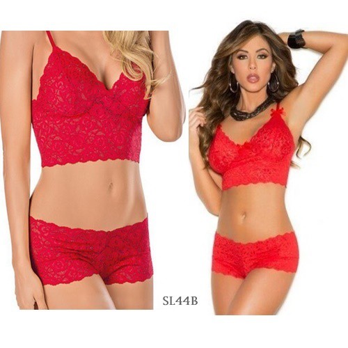 [BISA COD] BAJU TIDUR WANITA SEKSI LINGERIE BRALETTE LACE MERAH SL44B