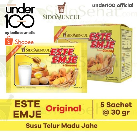 

❤ Under100 ❤ ESTEEMJE Gingseng Jahe SidoMuncul Drink Powder Original, Coklat, dan Kopi BPOM ESTE EMJ