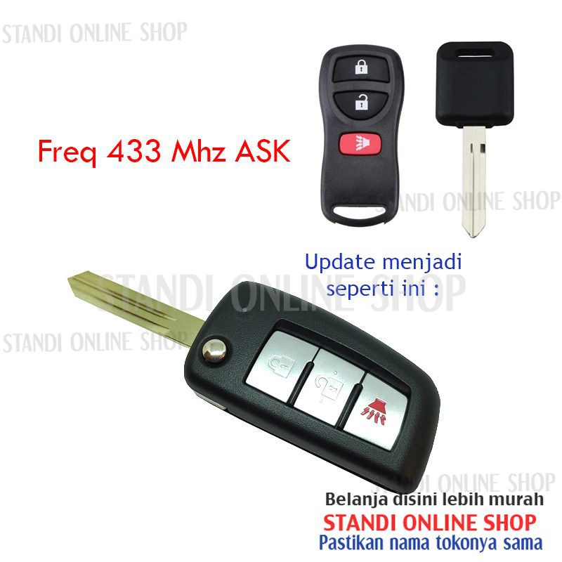 Flip Key Kunci Lipat Remote Alarm Nissan Grand Livina 2011-2017