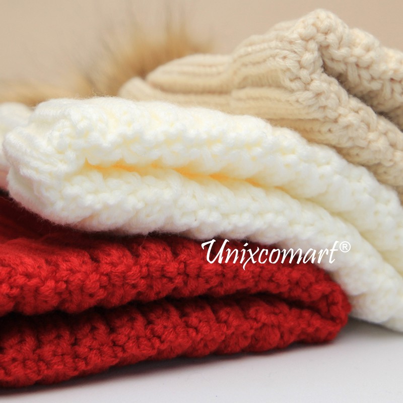 POMPOM Topi Kupluk Anak Bayi dan Dewasa Bahan Rajut