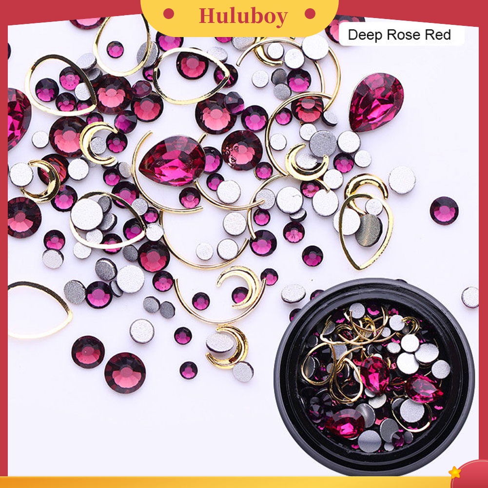 Huluboy Huluboy♡ Dekorasi Nail Art 3D Bentuk Geometris Bahan Alloy Aksen Glitter Berlian Imitasi Untuk Manicure