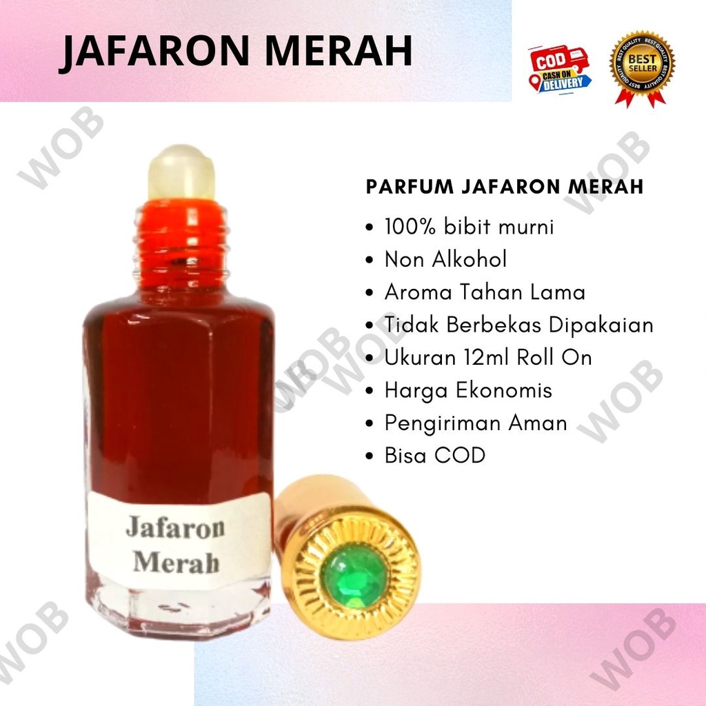 Parfum Jafaron Merah Roll On 12ml Minyak Wangi Non Alkohol Parfume Arab Farfum Oles Tahan Lama