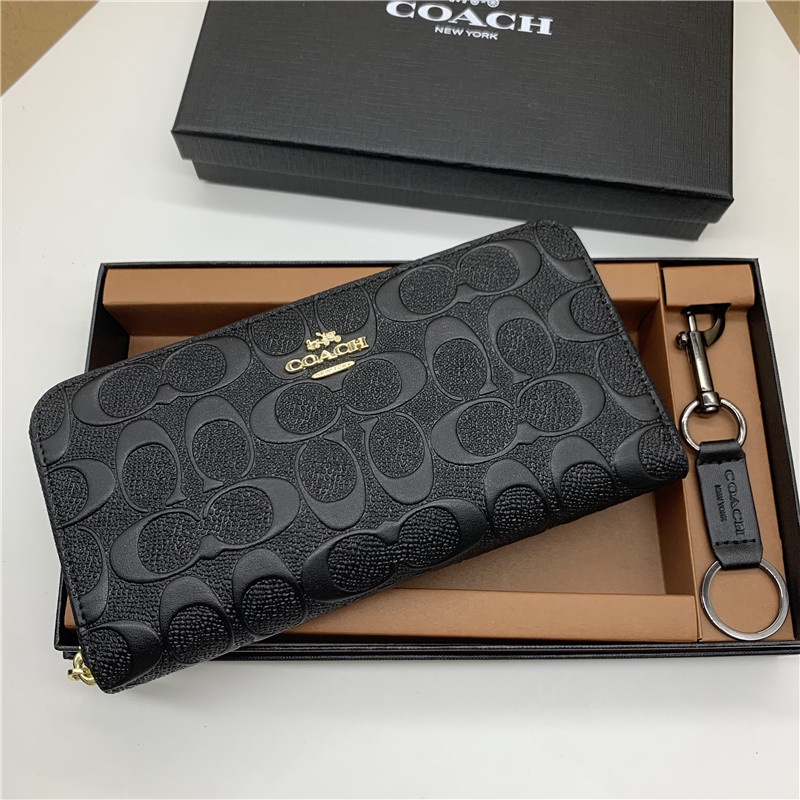 DOMPET PANJANG LONG CH WALLET BLACK SIGNATURE EMBOSSED- F53834