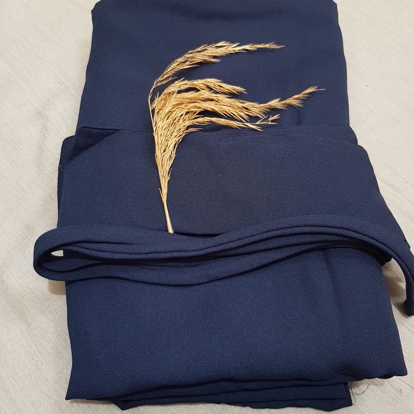 FRENCH KHIMAR KHADIJAH  ONE SIZE XXL WOLLYCREPE KUALITAS PREMIUM-Navy
