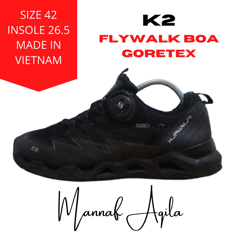 Sepatu Gunung/Hiking K2 FLYWALK BOA GORETEX BLACK Size 42 Second