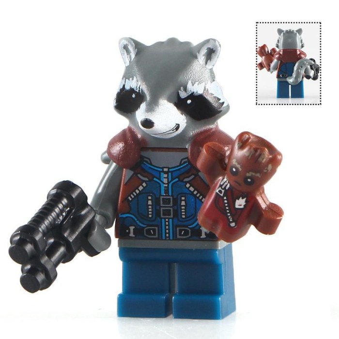 Lego Rocket Racoon Minifigure Hero Marvel Baby Groot Antman Thor Wasp