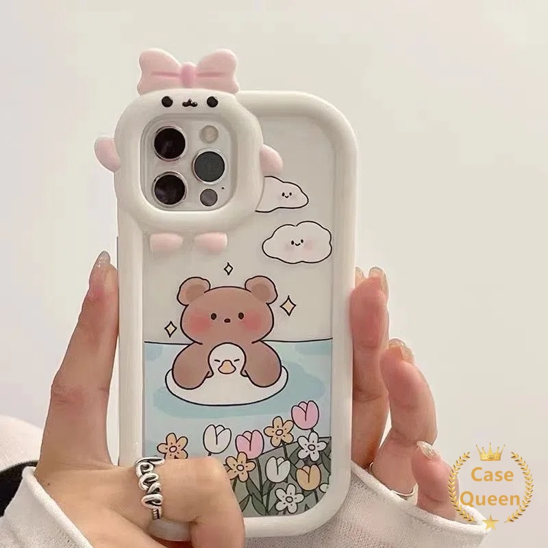 Case OPPO A17 A7 A7 A5S A12 A3S A12E A53 A74 A95 A16K A16E A57 A16 A9 A55 A15 A17K A15s A54 A5 A16s A52 A92 A96 A76 Reno 5 5F 4F A31 Lovely Little Monster Cute Sarung Beruang Renang