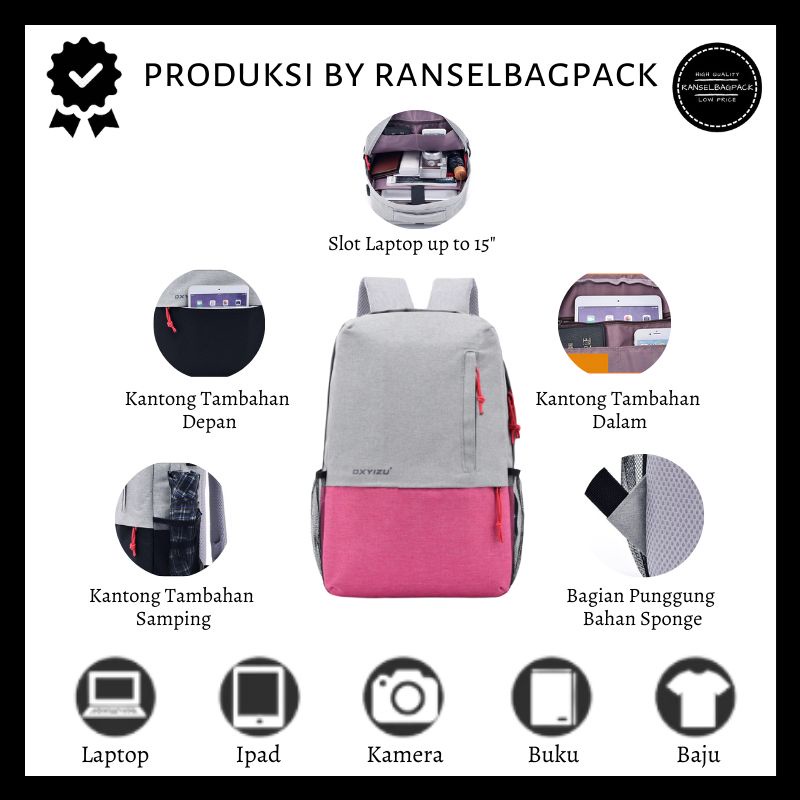 Tas Ransel Backpack Punggung Multifungsi Kekinian Terbaru Sekolah Kuliah Laptop Pria Wanita