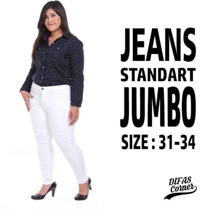 Celana Jeans Wanita Putih Jumbo "HARGA PROMO"