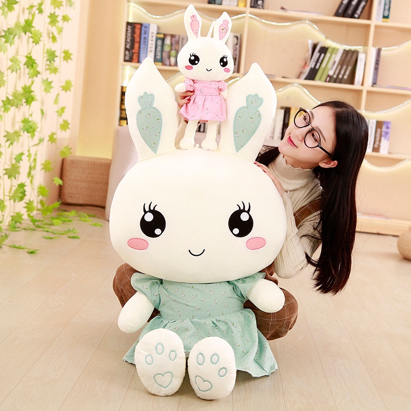 Boneka Kelinci Bahan Plush Ukuran 50cm untuk Hadiah Ulang Tahun Anak