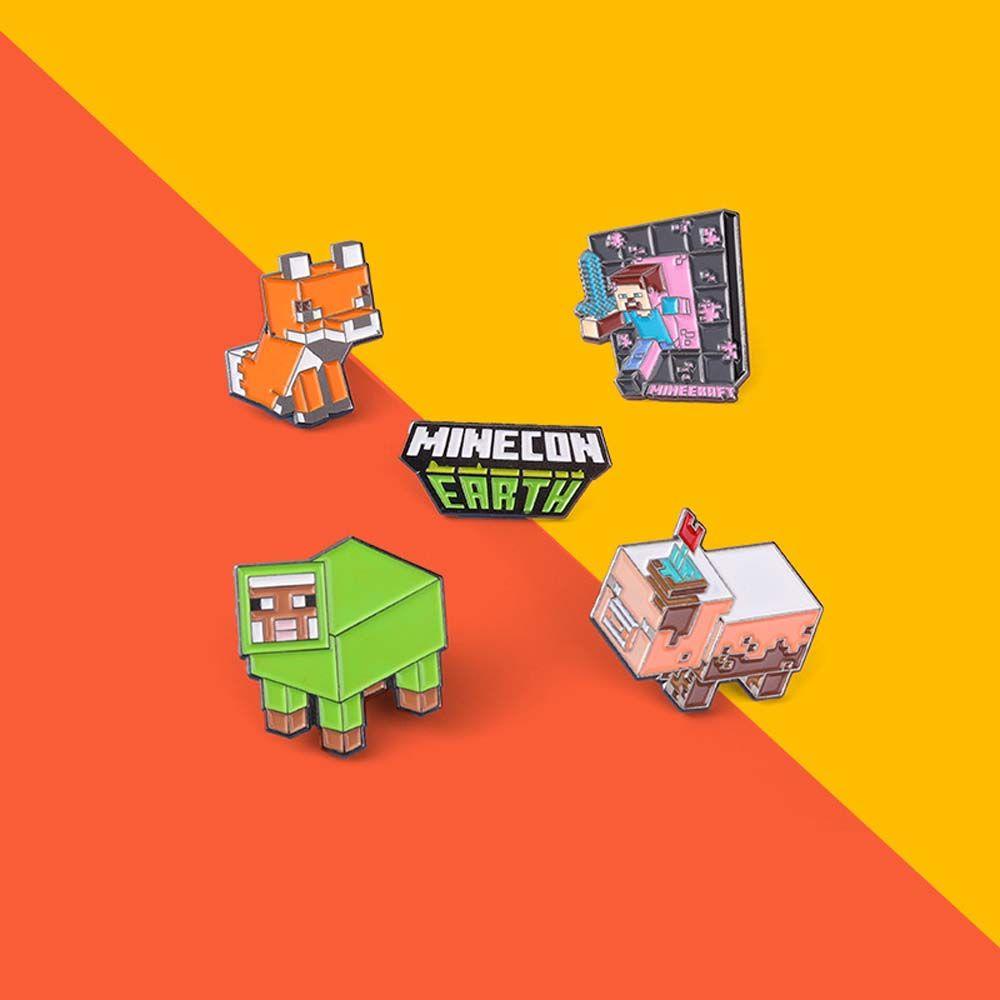 Mxbeauty Game My World Hadiah Lucu Untuk Anak-Anak Puzzle Mainan Perhiasan Aksesoris Batu Bata Karakter Permainan Lencana Pin Bros Pin