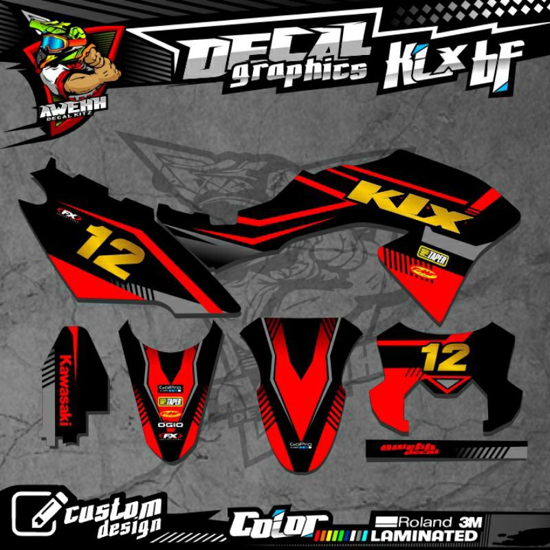 DECAL KLX BF 150 KLX BF KLX LAMA DTRACKER MERAH GOLD