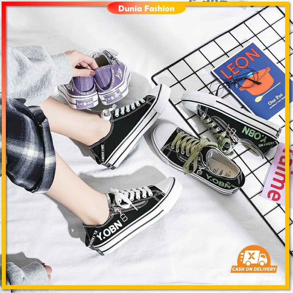 {COD/BAYAR DITEMPAT} DF-518 Sepatu Wanita Sneakers Tali Kanvas Model Terbaru 2021 Trendy dan Elegan