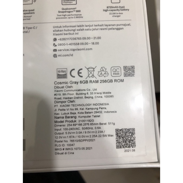 xiaomi pad 5 6/256 grs resmi no repack new100%-Gray
