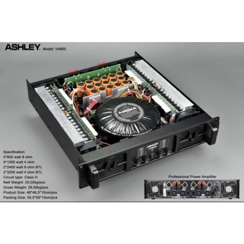 power amplifier ashley v4800 4 x 1200 watt 4 channel